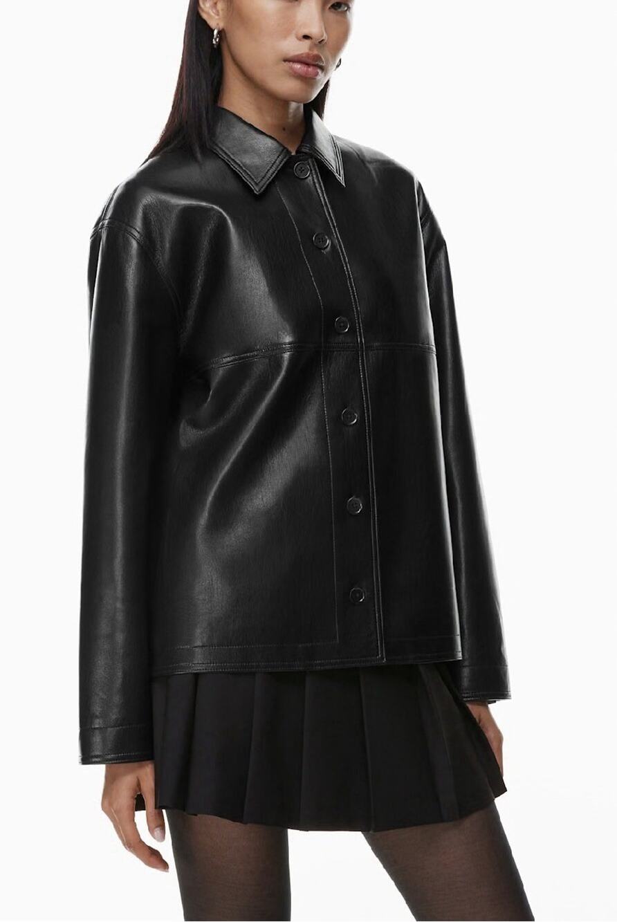 Sunday Best Aritzia Gabby Black Button Up Shirt Jacket Size Large NWT